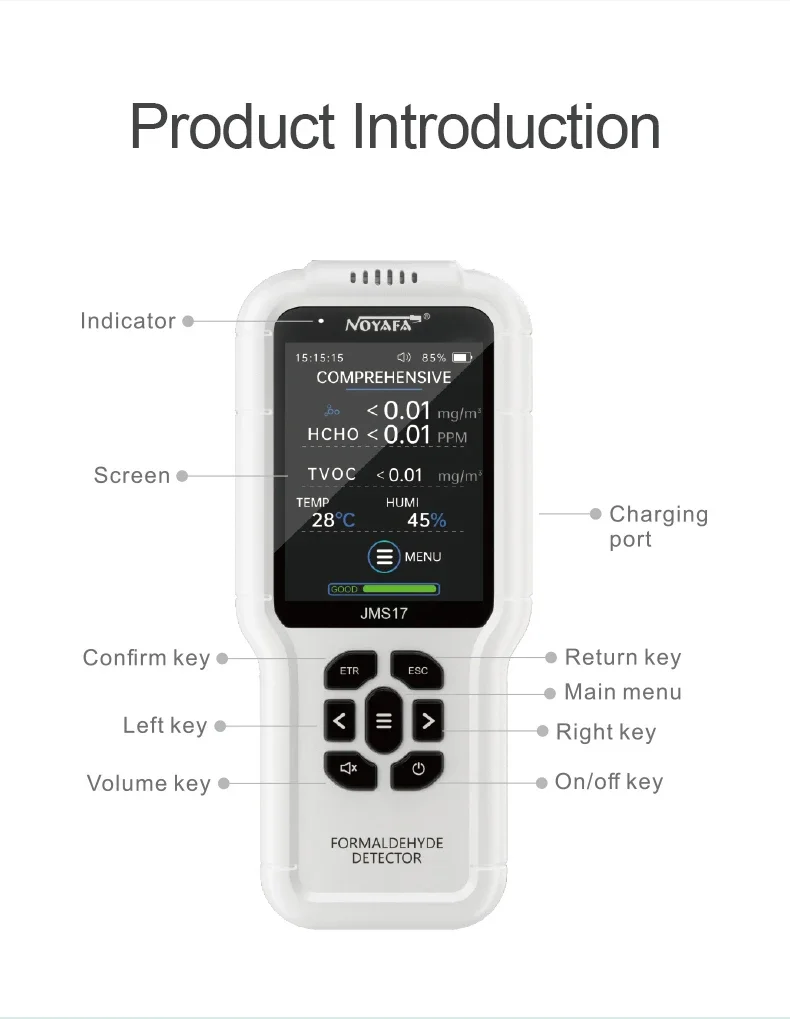 NOYAFA 4in1 Gas Detector Multi Function Monitor JMS17 Air Quality Tester Analyze