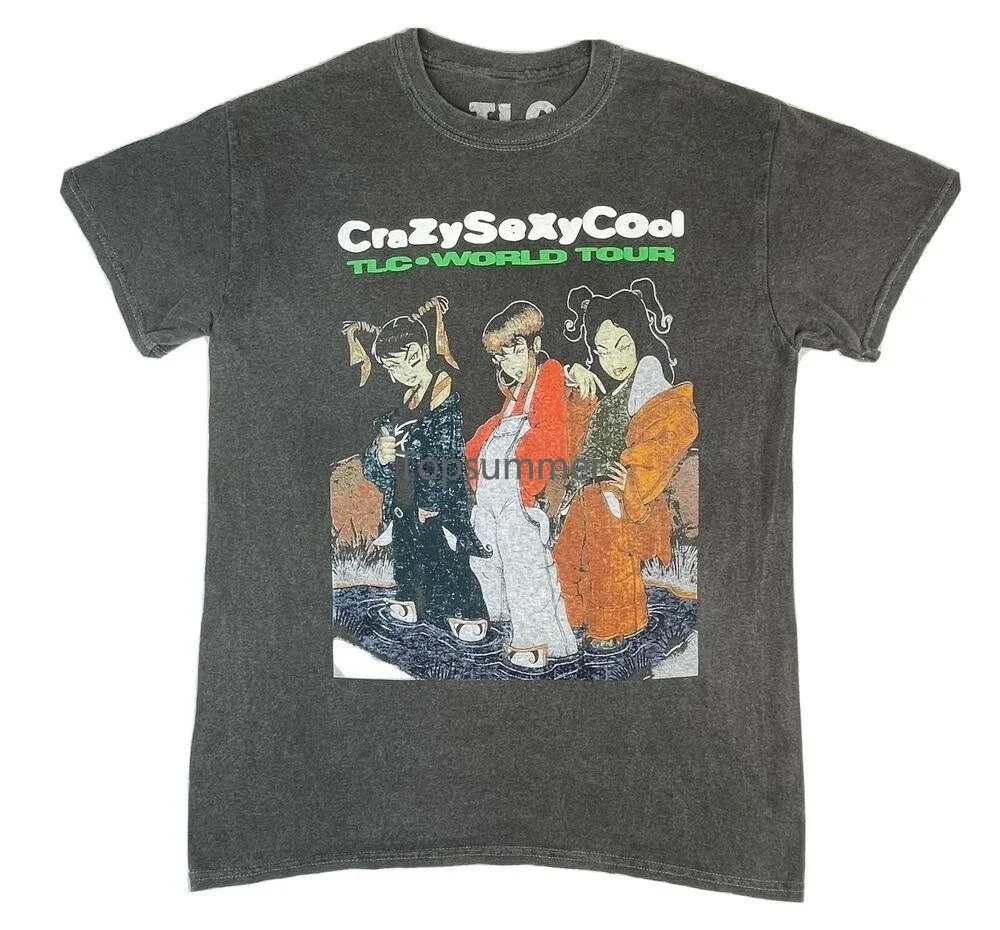 

Tlc Crazy Sexy Cool World Tour T-Shirt Gray Vintage Look Mens Size Small