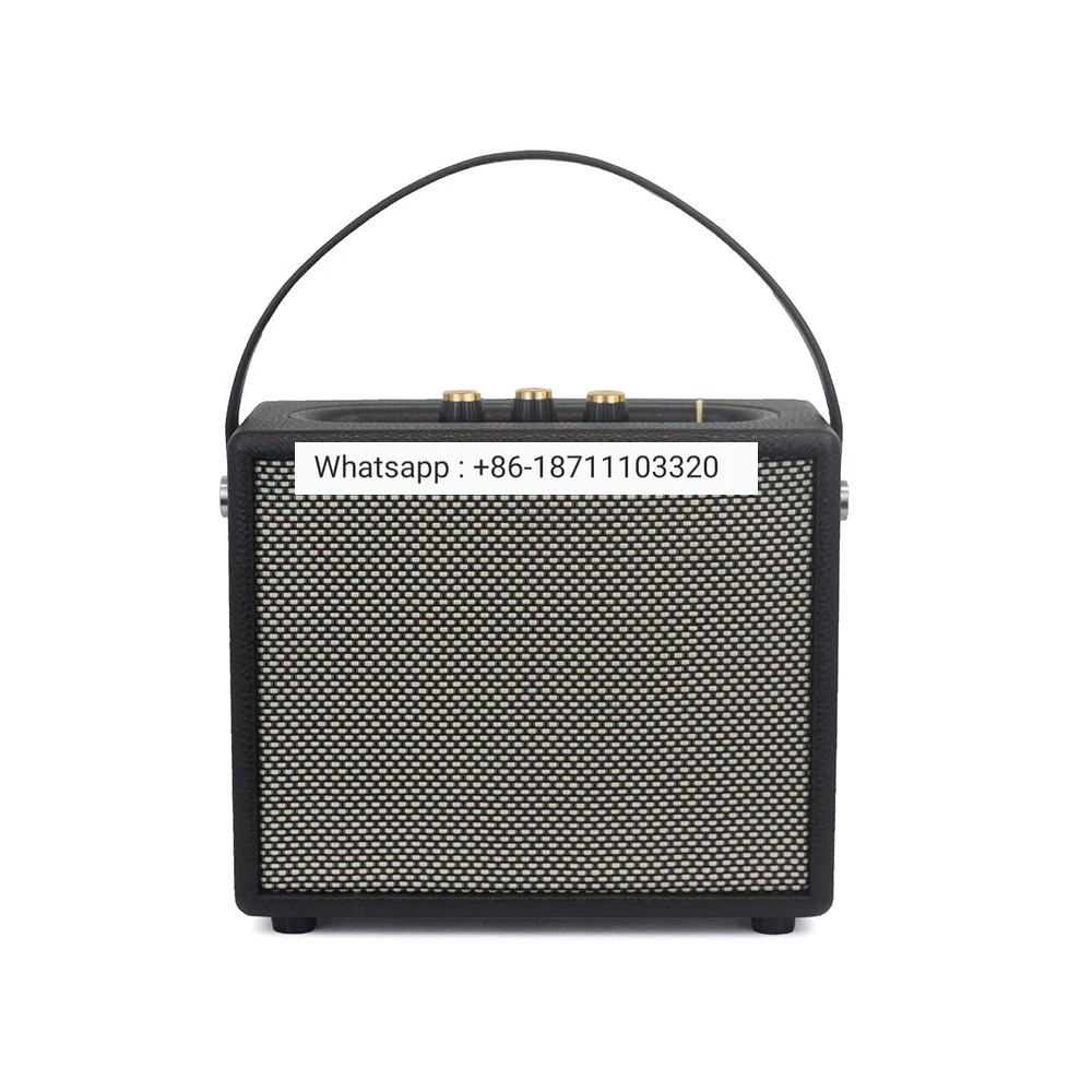 

Retro Wood Double Speaker Wireless Speaker for Home Computer Mobile Phone Outdoor Portable Leather Audio