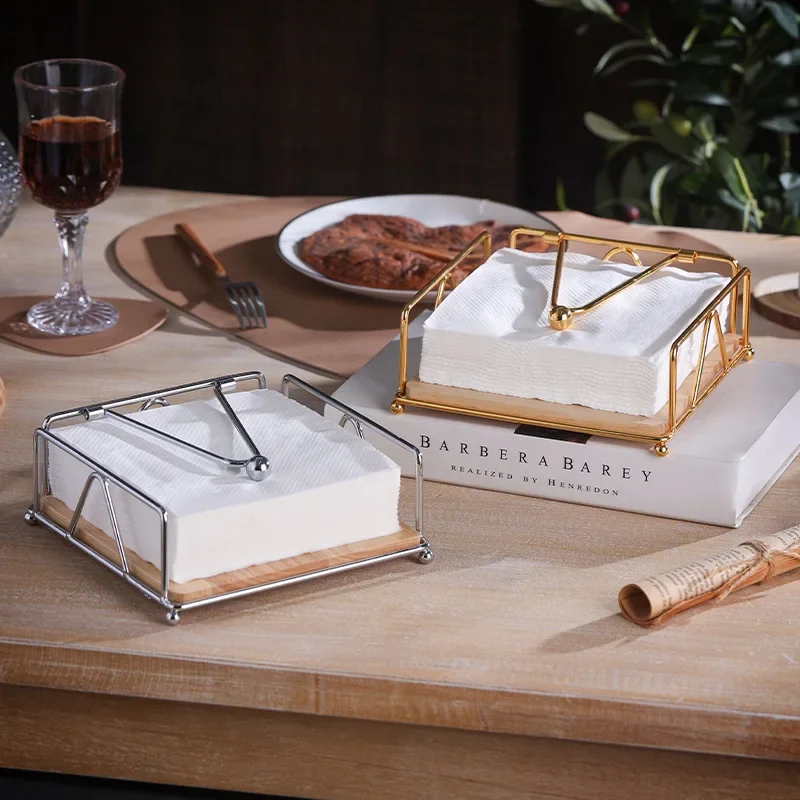 Flat Napkin Holder Metal Kitchen Napkin Holder With Weighted Tension Arm Rustic Tissue Paper Dispenser For Countertop Table Napkin Dispenser