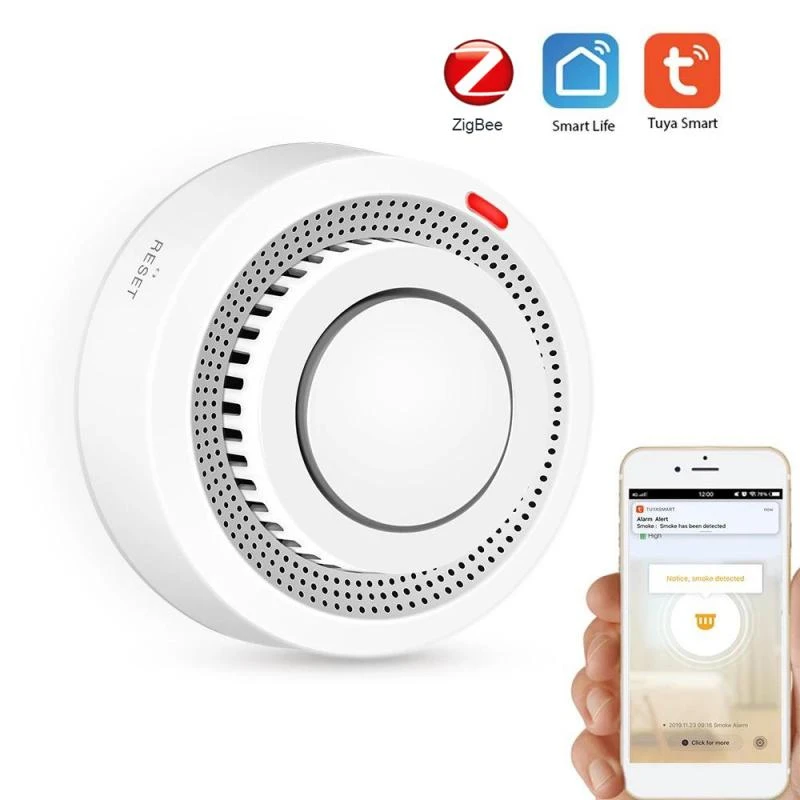 Tuya Zigbee Smart Smoke Detector Alarm Fire Protection Smoke Detector Smokehouse Combination Fire Alarm Home Security System