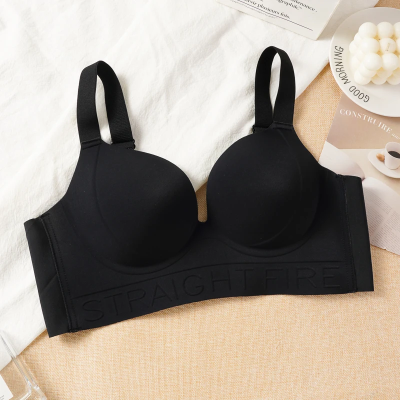 New Women's Large Size Seamless Push-up Bras Anti-sagging Side Breast Adjustment Outward Expansion Letter Bra 34-40 B/C/D CUP