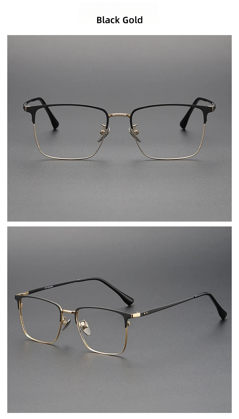 FIRADA Mode Komfort Gläser Retro Luxus Titan Quadrat Brillen Optische Brillen Rahmen Für Männer Frauen 20363-C – Detail 11