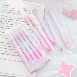 5pcs/set Sweet Student Girl Gel Pen Y2K Style Korean Fashion Star Black Ink Gel Pen Cute 0.5mm Smooth Writing Supplies School