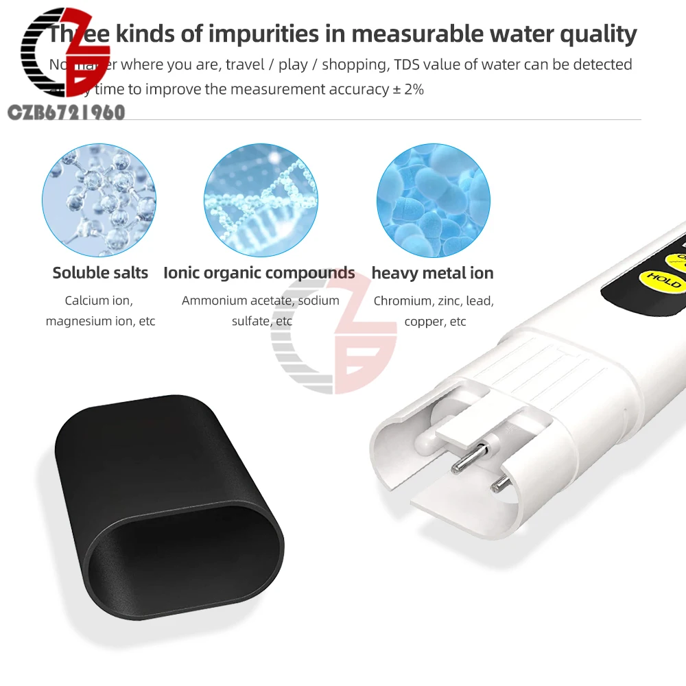 TDS PH Meter Digital Water Tester 0-9990ppm Drinking Water Quality Analyzer Monitor Filter Rapid Test Aquarium Hydroponics Pools 4