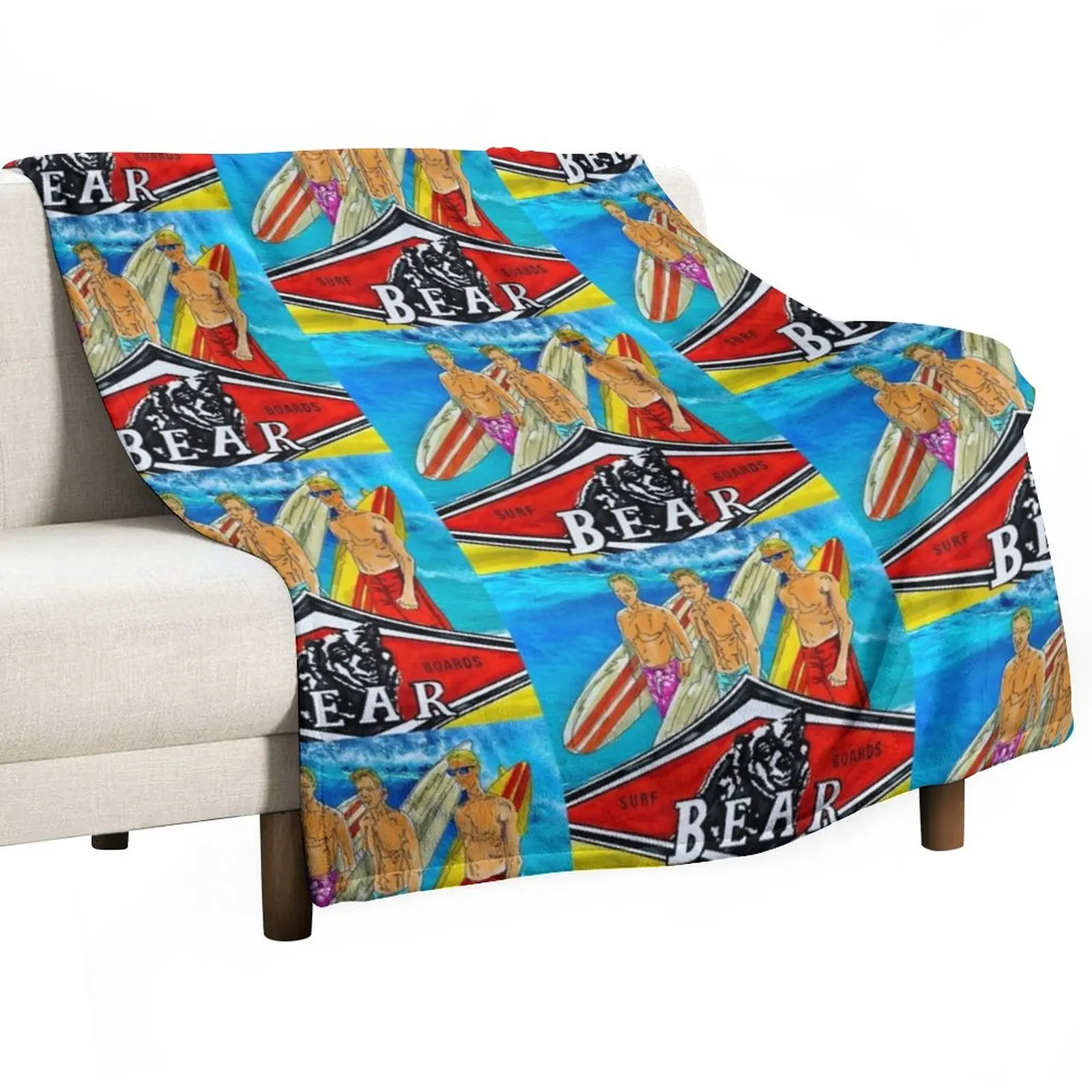 

The Big Wave Wednesday Bear Longboard Surfers. Throw Blanket manga throw blanket for sofa Custom Blanket