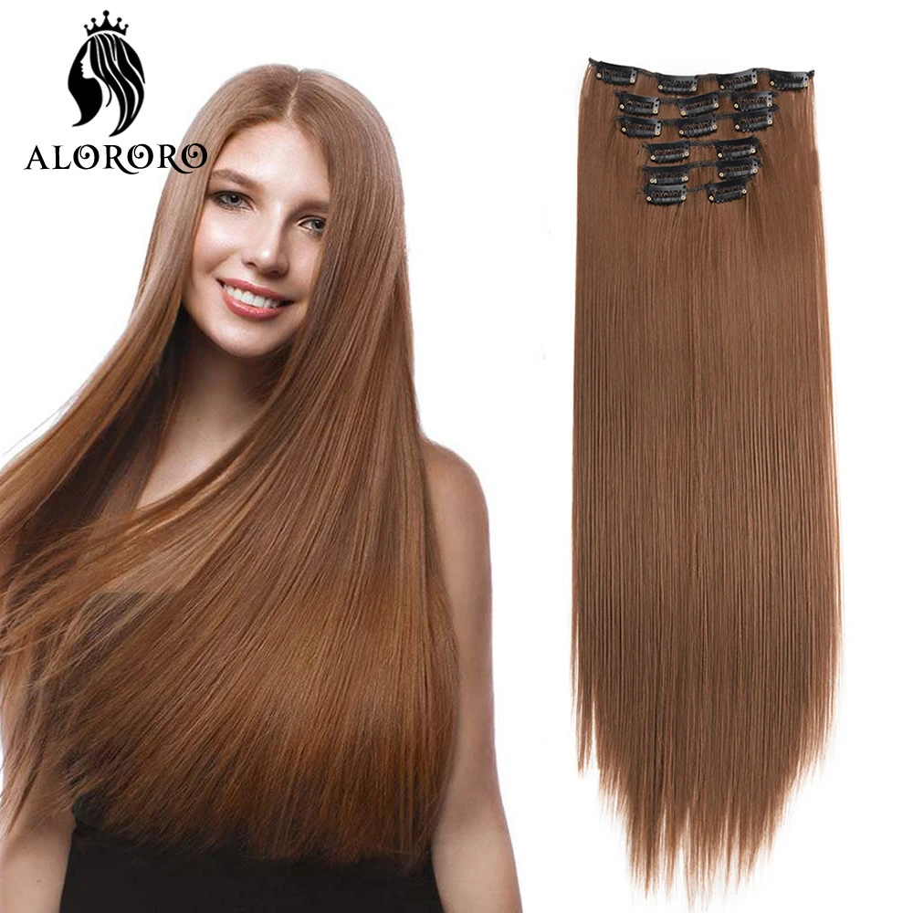 Handschrift daar ben ik het mee eens hart Alororo Synthetische Lange Rechte Clip In Hair Extensions Zwart Bruin Hoge  Tempreture Haar Stuk Voor Vrouw Slip Valse Haar| | - AliExpress