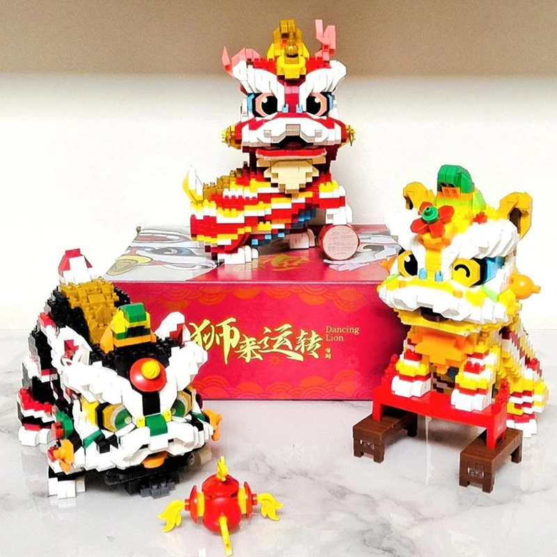 Yko Spring Festival Lion Dance Show Ball Chair Animal Pet Doll Mini Diamond  Blocks Bricks Building Toy For Children Gift No Box - Blocks - AliExpress