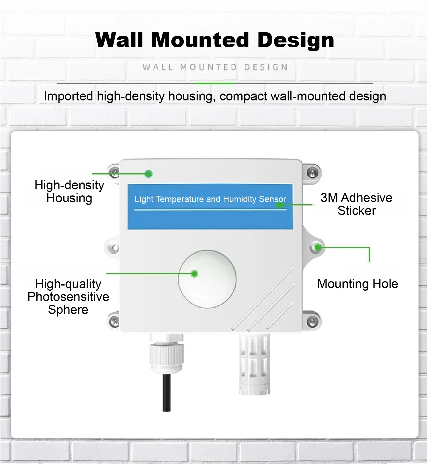 Wall Mounted Illuminance Sensor 4-20mA 0-10V RS485 Output Selectable Range 65535