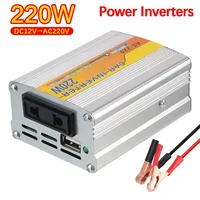High-power รถติดตั้งอินเวอร์เตอร์พลังงานแสงอาทิตย์ 220W หม้อแปลงแรงดันไฟฟ้าแบบพกพา DC 12V To AC 220V Conversion USB แบตเตอรี่คลิป 2