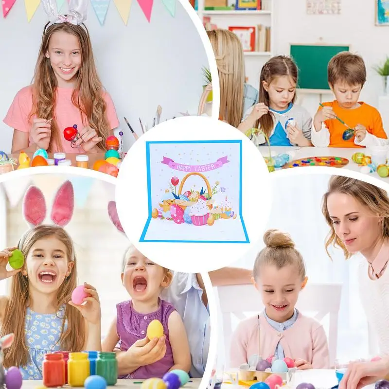 Happy Easter Pop Up Cards 3D Greeting Card Featuring Easter Eggs Celebration Accessories Happy Spring Souvenir Holiday Postcards