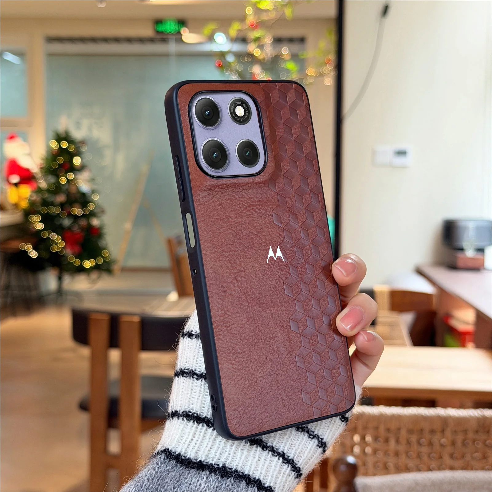 Luxury Retro Leather 3D Grid Magnetic Phone Case Cover