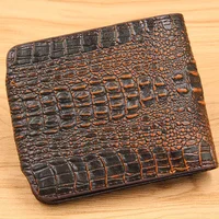 Mens Wallet Leather Genuine Short Purse Billetera Hombre Men Wallets Vintage Style Hombre Crocodile Alligato Portemonne 2