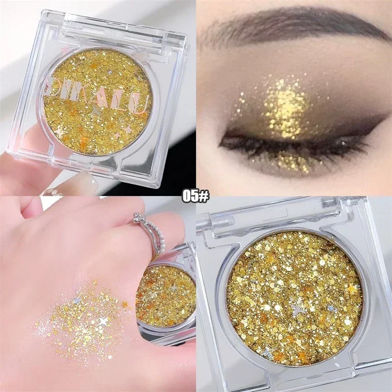 Monochrome Glitter Eyeshadow Gel Sequins Shadow Cream Face Hair Body Glitter Gel Heart Loose Sequins Festival Halloween Makeup 6