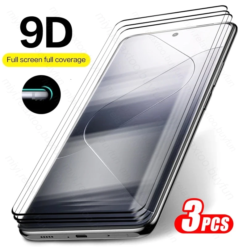 

3PCS 9D Curved Edge Tempered Glass For Xiaomi 14 Pro 5G Armor Safety Screen Protector Cover Film On Xiaomi14 Mi 14 Pro Mi14 5G