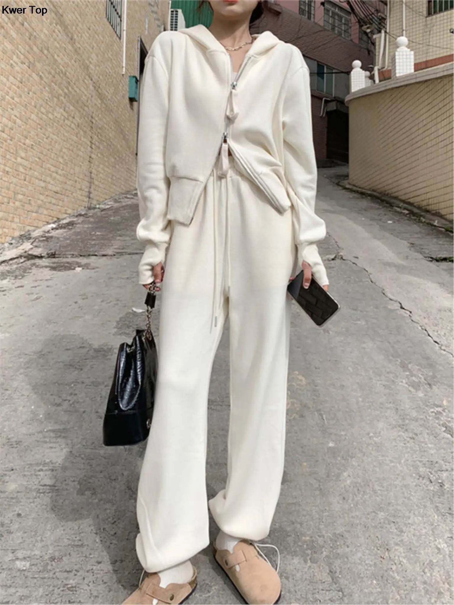 

Women Casual Hoodie 2 Piece Set 2023 Autumn Tracksuit Outfits Fashion Zip Up Jacket Drawstring Pants Suit Female Streetwear