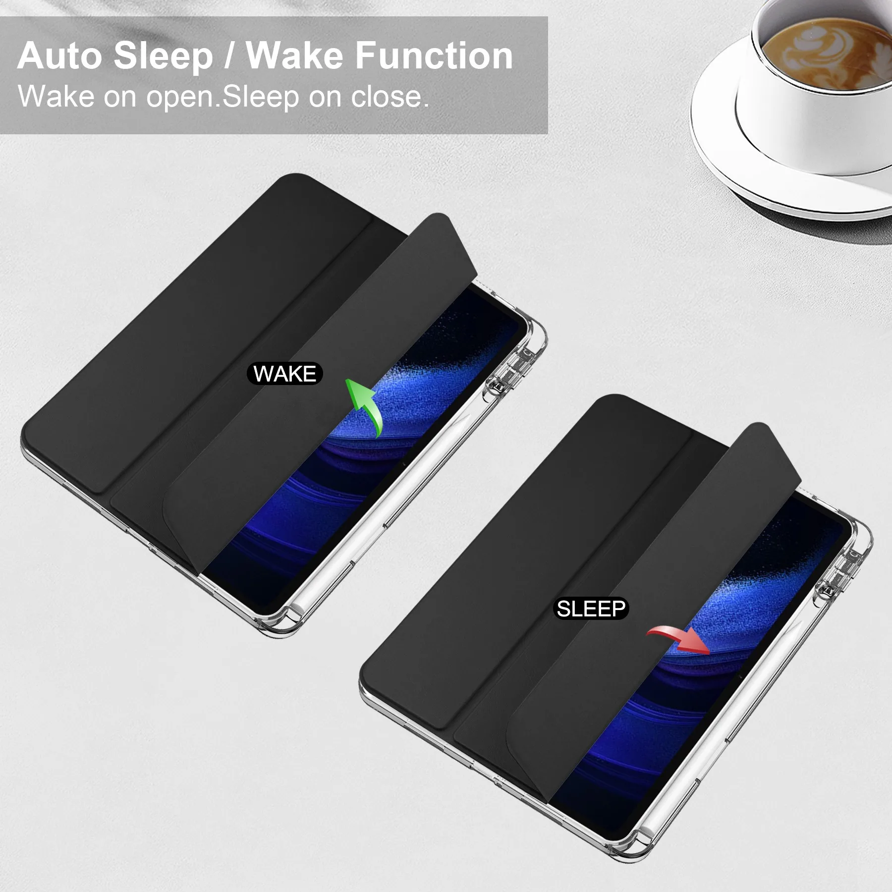 Case for Xiaomi Mi Pad 5 Pro 11 MiPad 6 Pro 11 7 PRO 11.2 HD Transparent Case Redmi pad SE 11 PRO 12.1" with Awake / Sleep Cover 2