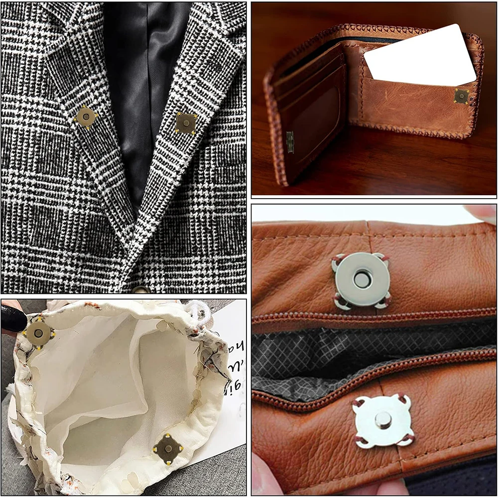 10 Sets Magnetic Snap Button Metal Plum Blossom Sew on Buttons Clasps Fasteners for Purses Handbag Clothes DIY Craft Accessories