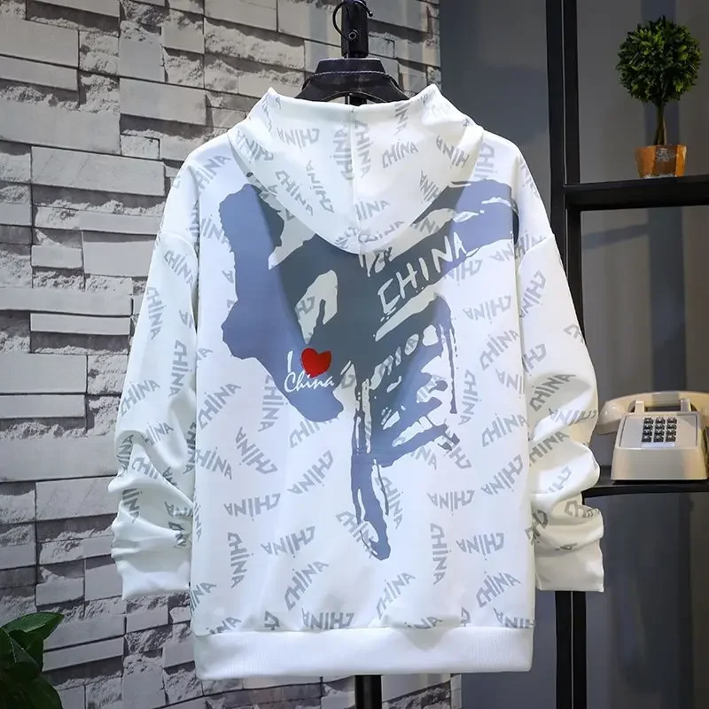 Sudadera con capucha para hombre, blanca, holgada, de invierno, para hombre, sudadera con capucha, oferta de bienvenida, diseñador, otoño, estética, cálida, Y2k, vintage, barata