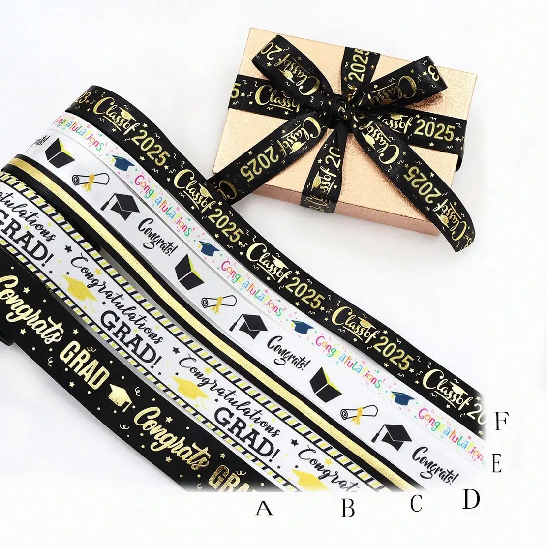 1 Rolle 1,6 cm 1 cm 2,5 cm * 450 cm Geschenke zum Absolvententag, Verpackungsbänder für Absolventenparty, DIY, Schleife, Geschenk, Dekoration, Bastelbänder