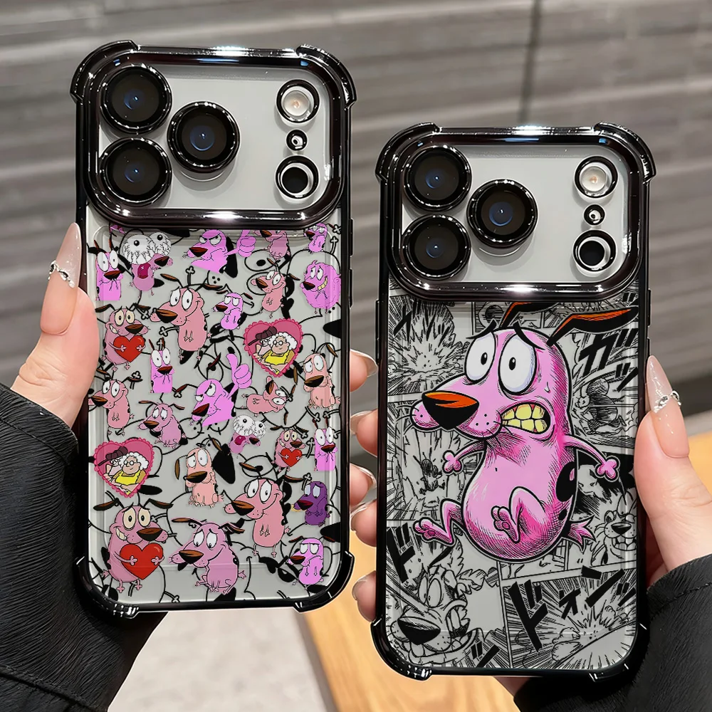 Cartoon Courage the Cowardly Dog Protective Phone Case with Anti-Fall Airbag