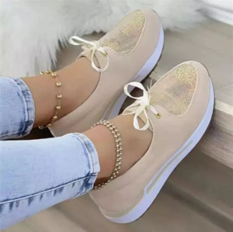 2022 Women's Sneakers Outdoor Ladies Vulcanized Shoes Lace Up Sneakers For Women Solid Color Female Flat Shoes Zapatillas Mujer