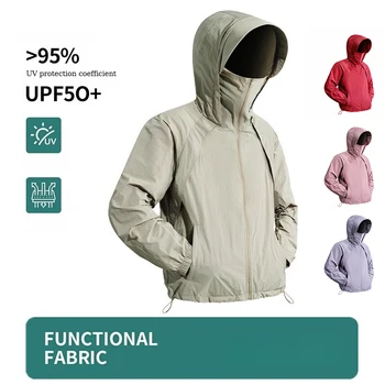 Men's Women's UPF 50+ Sun Protection Jacket Hooded UV Protection Coat Lightweight Breathable Outdoor Hiking Fishing Sun Shirt 1