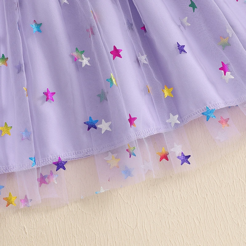 MISOWMNJOY Summer Chiffon Baby Girl Tulle Dresses Princess Glitter Flower Print Fly Sleeve Square Neck Kids Sundress Clothes girls dress princess costume kids clothes