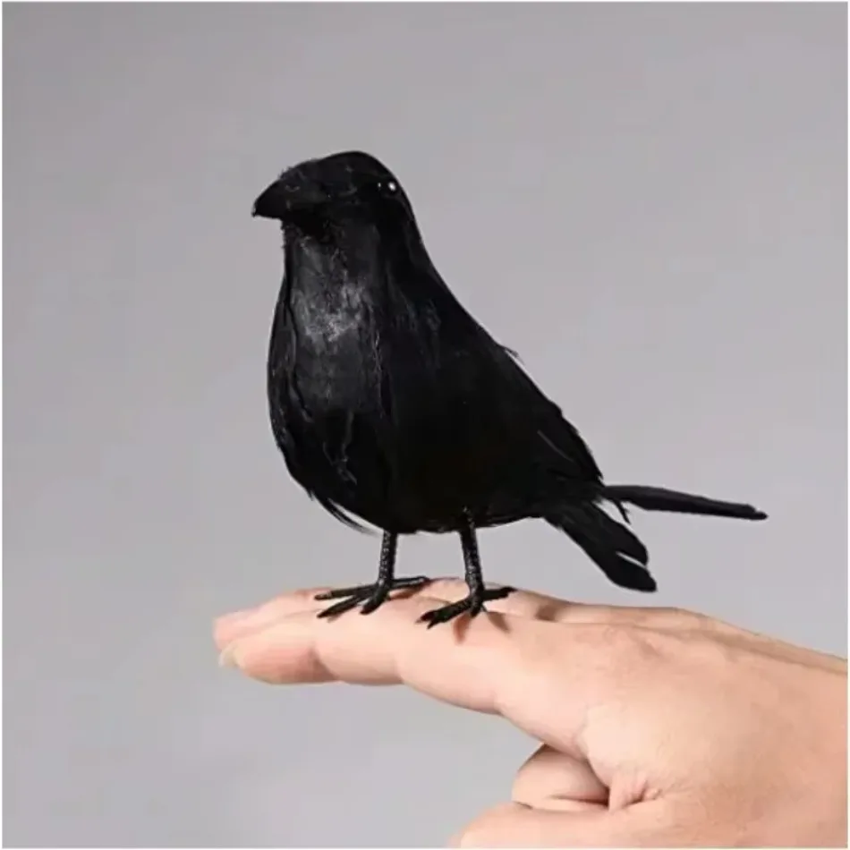 3 Pcs Statue Crow Toys Artificial Black Crow Bird Garden Ornaments Bird Ornaments Black Theme Hotel Decoration Crow