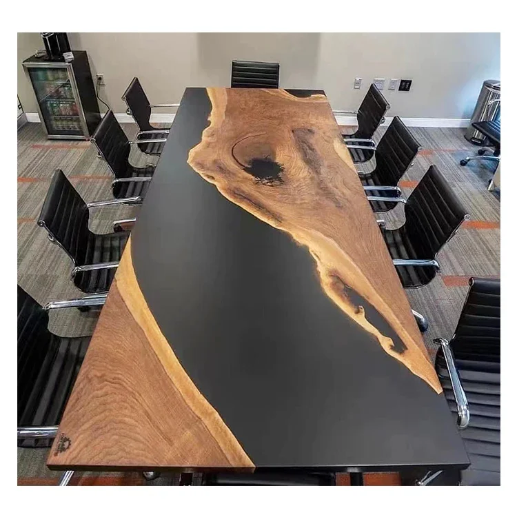 New Hot Sale Black and Wood Epoxy Dining Table Black Walnut Wood Epoxy Resin  River Table - AliExpress