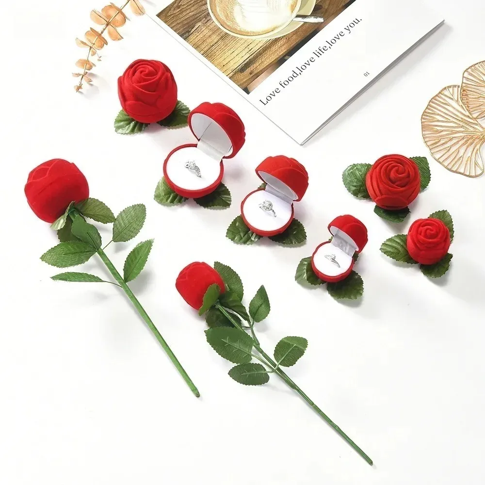 Schmuckschatulle in Rosenform, Aufbewahrungsbox für Ringe und Ohrringe, Geschenkbox für Frauen, Valentinstagsgeschenk, romantisches kreatives Geschenk für Freundin, 1 Stück – Detail 9