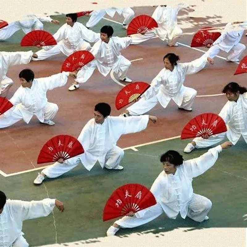 8 inch Martial Arts Performance Fan Dance Wushu Chinese Kung Fu Fan Taiji / Taichi Practice Performance Red Martial Arts Fans