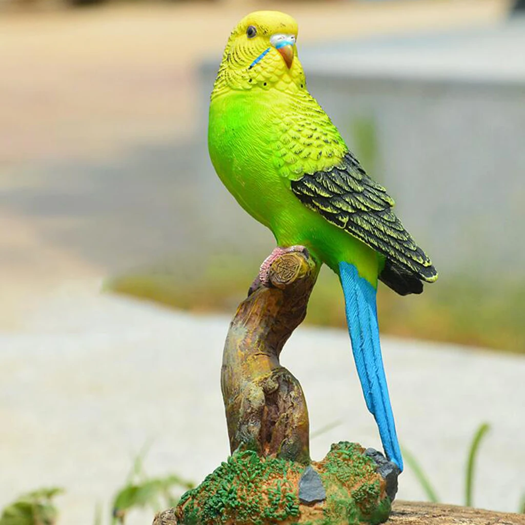 Resin Parrot Statue Miniature Tropical Bird Figurine Garden Decor Ornament for Backyard Fairy Accessories