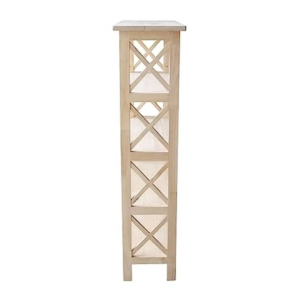 Solid Parawood 4-Tier X-Sided Bookcase Unfinished Finish Adjustable Shelves Residential Use Only 30"x12"x48" Office Kids Living