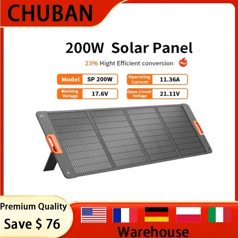 แผงโซลาร์เซลล์ CHUBAN 100W/200W น้ำหนักเบา พกพาสะดวก พับได้ พร้อมขาตั้ง สำหรับรถบ้าน แคมป์ปิ้ง ระบบออฟกริด แผงโซลาร์เซลล์ 60W 1