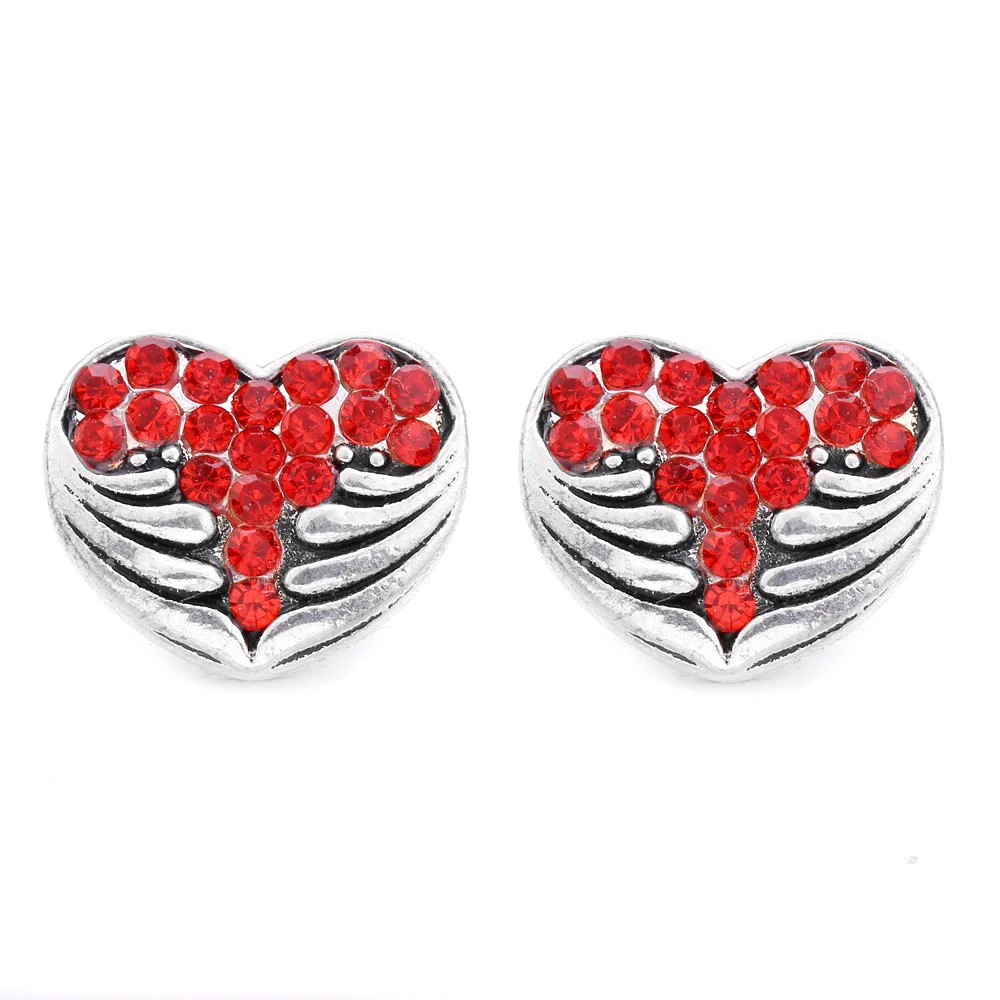 20pcs 12mm Snap Jewelry Crystal Heart 12mm Metal Snap Buttons for DIY Interchangeable Snap Button Bracelet Necklaces Earrings