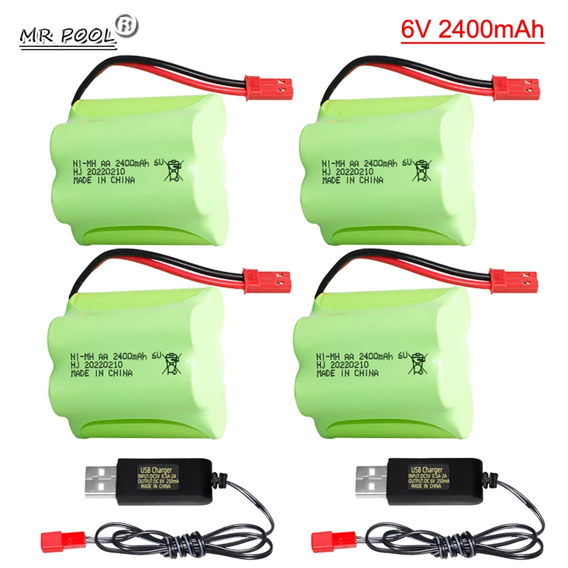 Batería Recargable 2400mAh 9.6V NiMH Con Cable USB Para