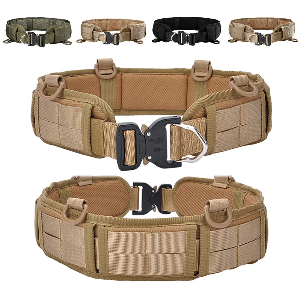 

Adjustable Military Tactical Belt Support Metal Buckle Convenient Molle Padded Army Combat Hunting Battle Paintball Waist Belt