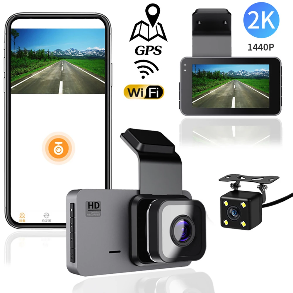 

2K 1440P Car DVR WiFi Dash Cam Night Vision Drive Video Recorder Vehicle Black Box Auto Dashcam Car Camera GPS Car Accessories