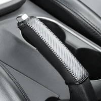 Carbon Fiber Car Leather Handbrake Cover Protective Sleeve Hand Brake Protection Car Interior Accessories 4