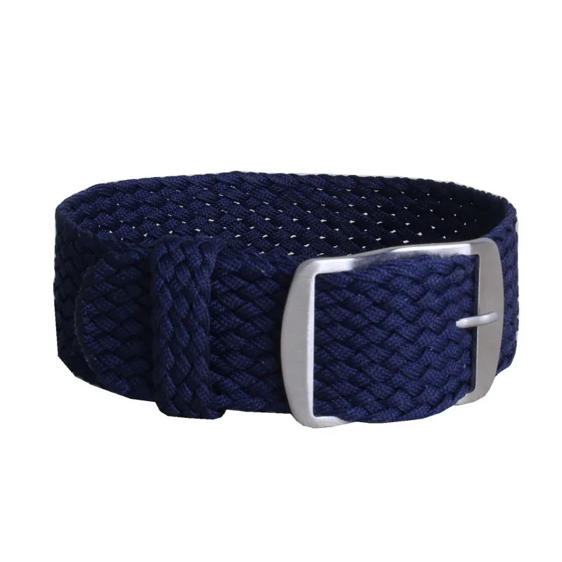 Solid Color Perlon Woven Nylon Watch Strap - Black or Blue
