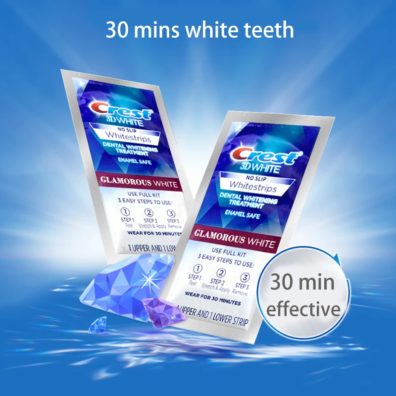 Teeth Whitening Strips Crest 3D Glamorous Whitestrips Professional Effects 30 Minutes White Teeth no Pain Oral Hygiene Care