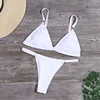 Pure Color Triangle Bikini Separate Swimsuit Metal Ladies Swimwear Single Layer Milk Silk Female Model Chinese Brand
