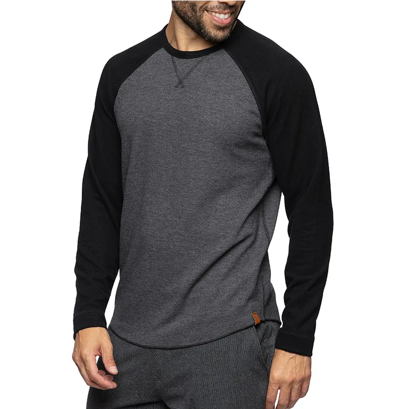 Herbstliches Herren-Sweatshirt aus Baumwolle mit langen Ärmeln, lässig, in 10, stilvoller Farbmischung, bequemer Pullover mit Rundhalsausschnitt – Detail 2