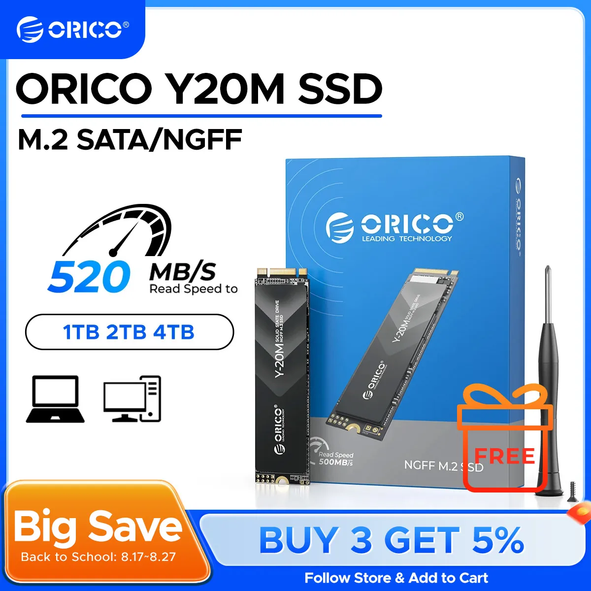 ORICO Y20M M.2 SATA SSD、4TB内蔵 SATA M.2 S416aa1d43e4b4d5790ecc238d6823