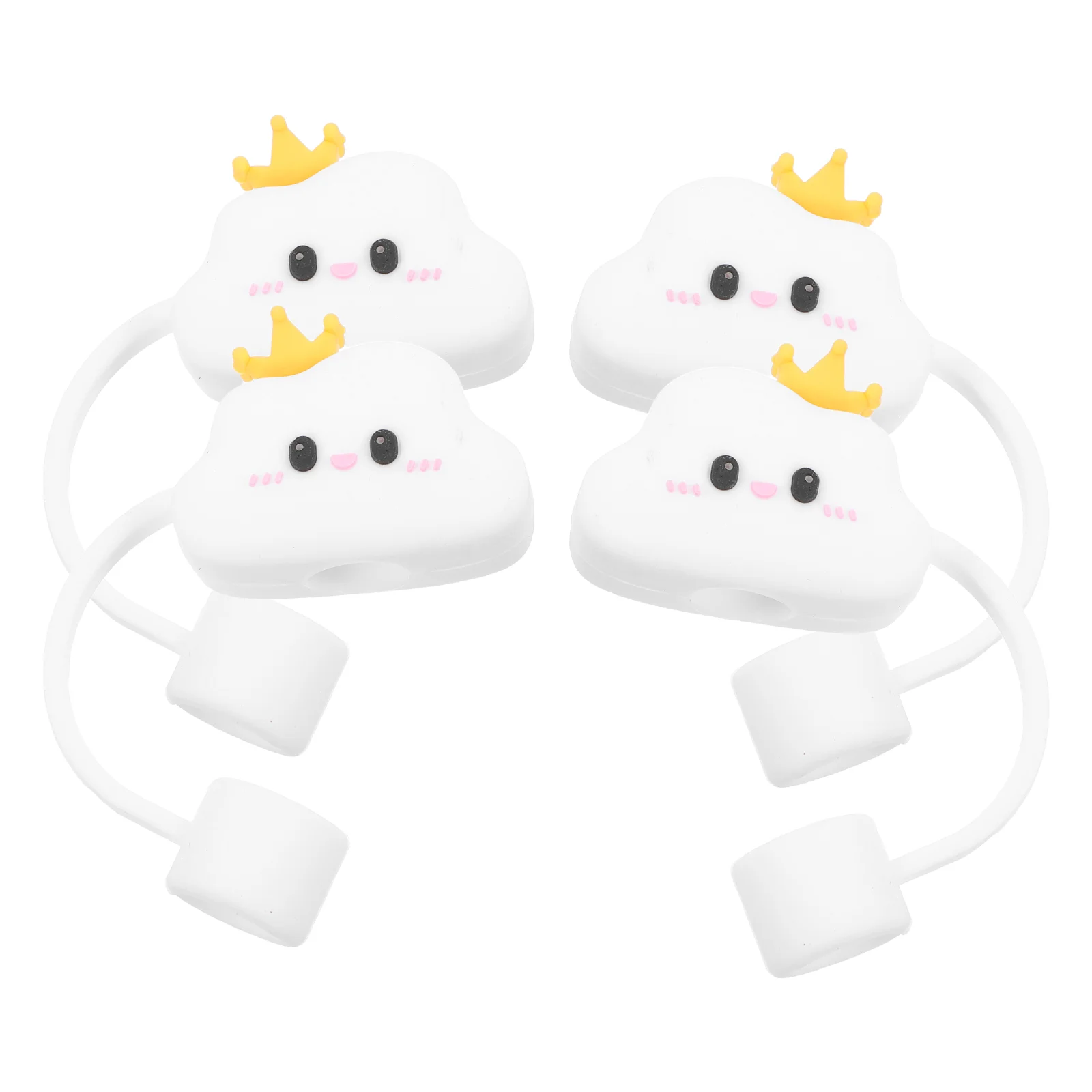 4Pcs Crown Cloud Straw Cap Silicone Tips Hat Lid Toppers Cute Straw Cover For Tumbler Cup Accessories Reusable Food Grade
