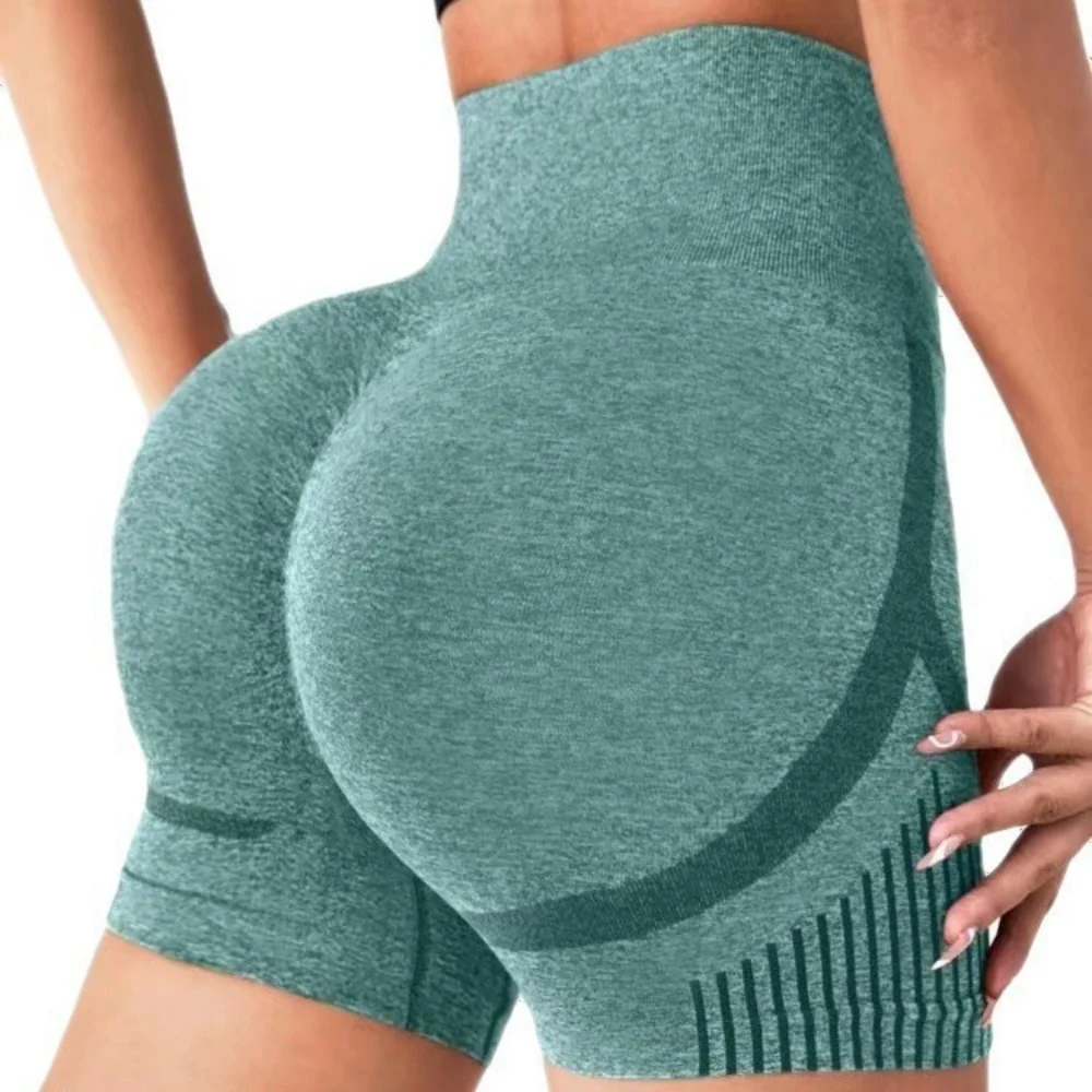 Women Seamless Sports Yoga Shorts High-Waist  Workout Impact Gym Clothes Jogging  Push-Up Scrunch Butt Yoga Shorts holes 6