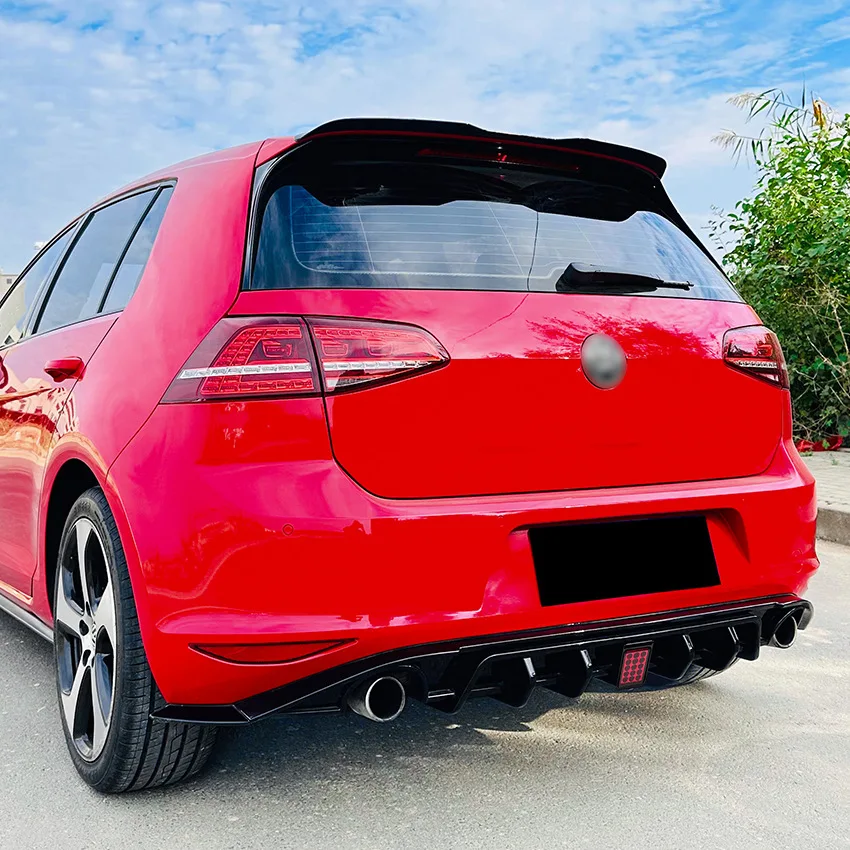 VW 골프 Mk7 GTI GTD Mk7 표준 TDI TSI 2012-2017 리어 디퓨저 스포일러 스플리터 리어 범퍼 가드 커버 리어 립 바디 키트