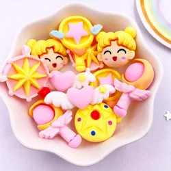 Painted Resin Kawaii Colorful Fairy Magic Stick Flatback Stone Scrapbook Figurines 10PCS DIY Bow Decor Accessories Crafts OM409