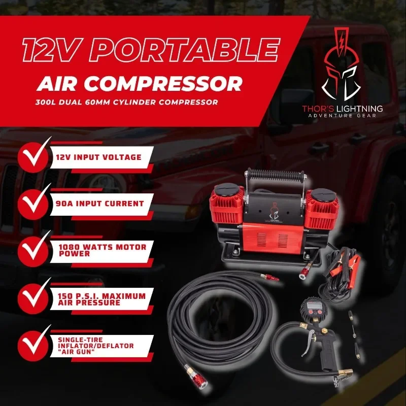 home. Bolt Portable 12v True Dual Air Compressor 10.6 CFM with Digital Pressure Gauge, Single-Tire Inflator/Deflator Air Gun 2
